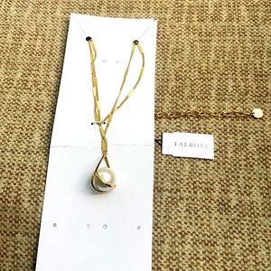 Talbots NWT 18” Gold Pearl Necklace